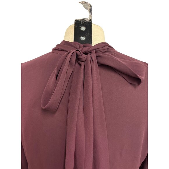 Womens Burgundy 7th Avenue Design Studio Blouse S High Neck 3/4 Sleeve Button Cu - Picture 8 of 12